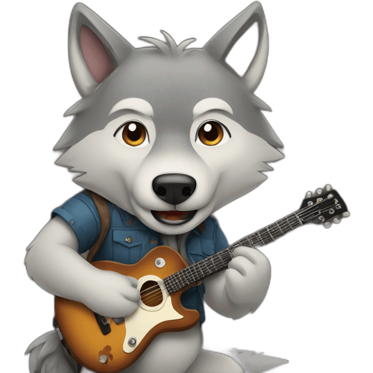 wolf playing guitar emoji