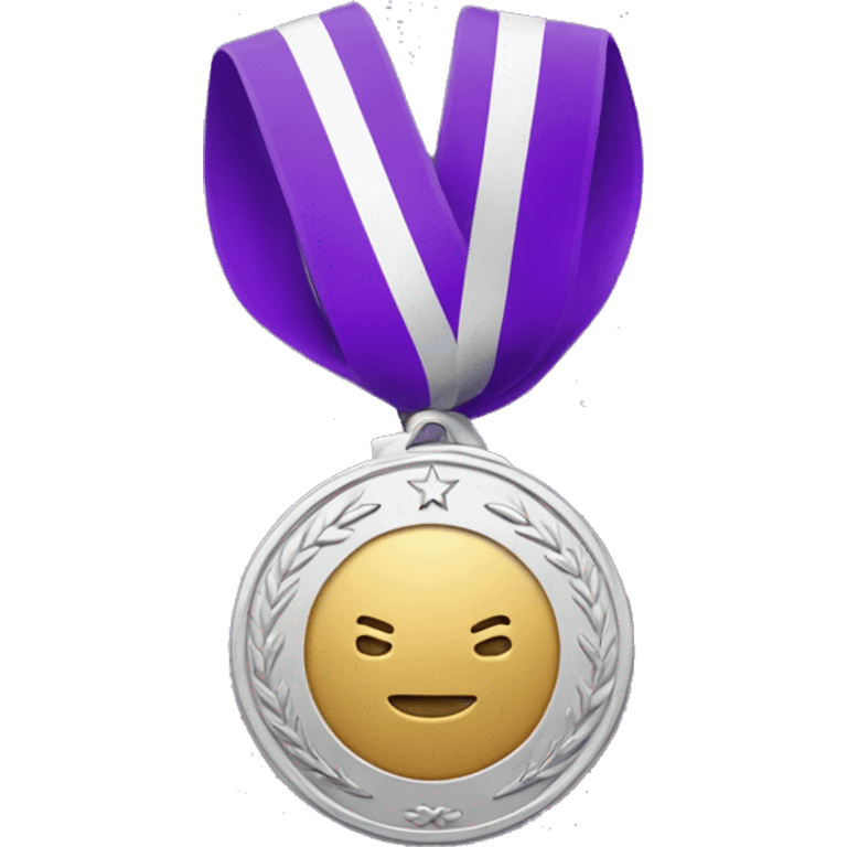 silver medal with purple ribbon emoji