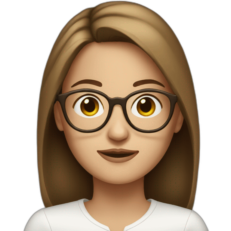 white women, brown hair, big round glasses emoji