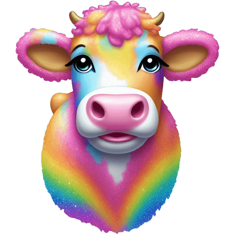 Lisa frank glitter rainbow fluffy cow emoji