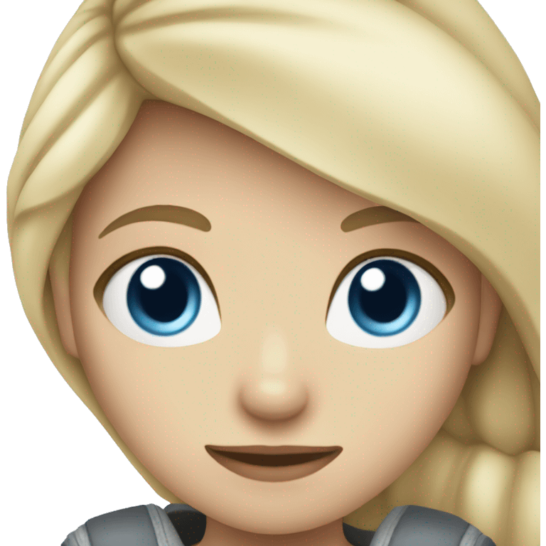 Blond girl, blue eyes with grey cat in arms emoji