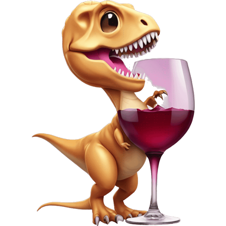 Very tired Barbie T rex with a wine glass emoji