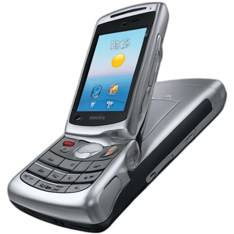 highly detailed closed silver Motorola Razr V3 2004, showcasing the iconic sleek clamshell design at a three-quarter angle emoji