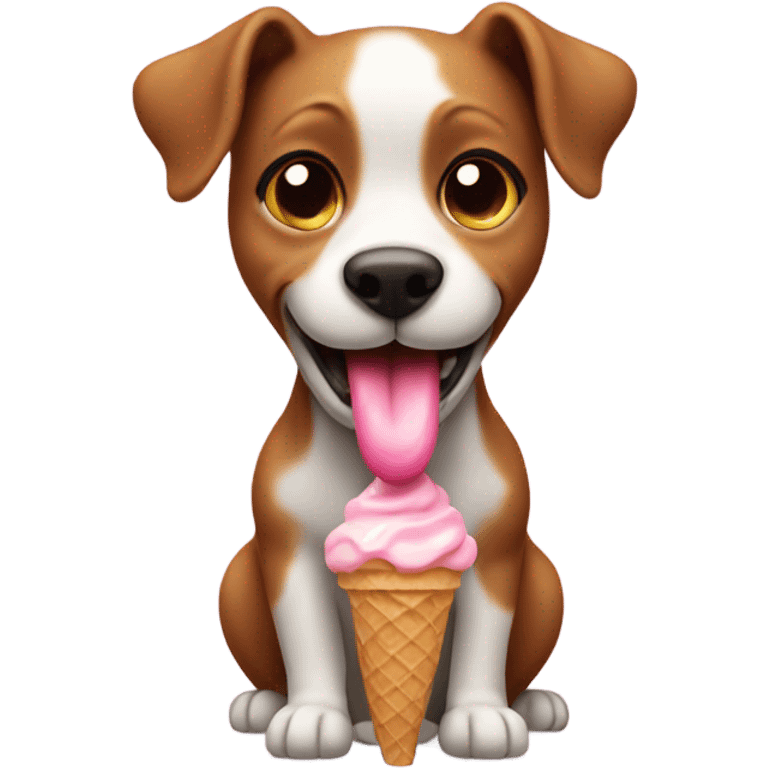 Cute dog eating ice cream  emoji