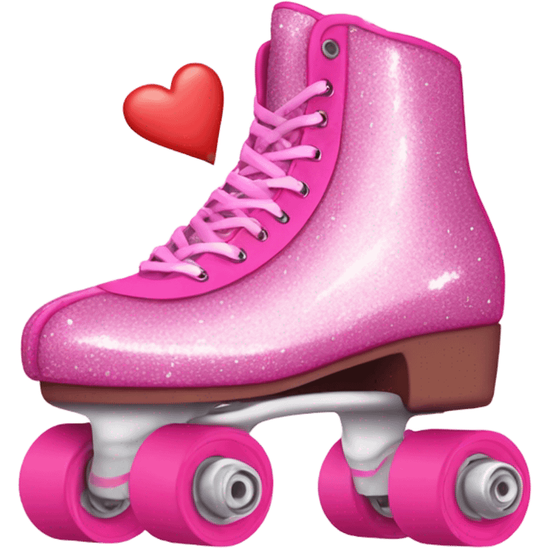 Pink glitter roller skates with hearts  emoji