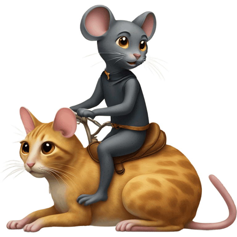 Mouse riding cat emoji