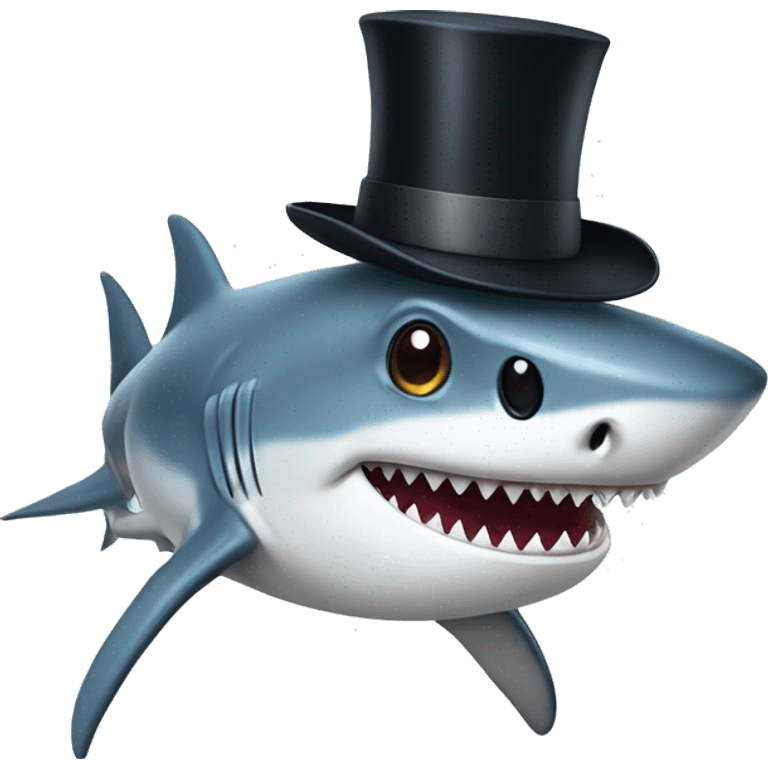 Shark with a top hat emoji