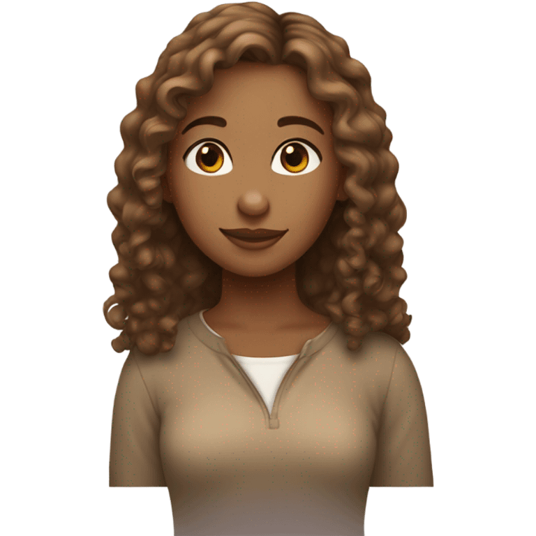 brown(light) girl with straightish curly hair emoji