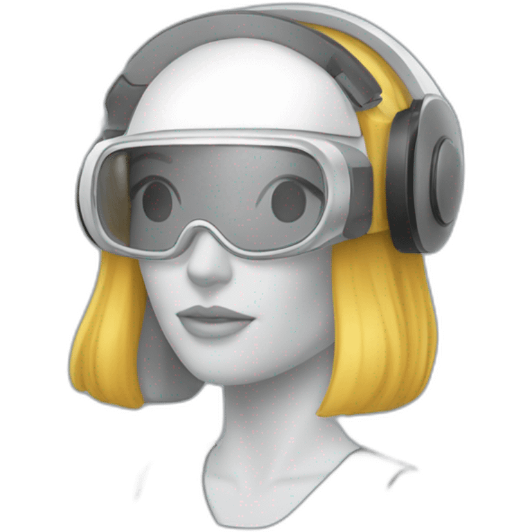 Femme qui un casque de réalité virtuelle avec et arme emoji