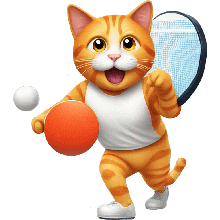 orange cat playing table tennis emoji