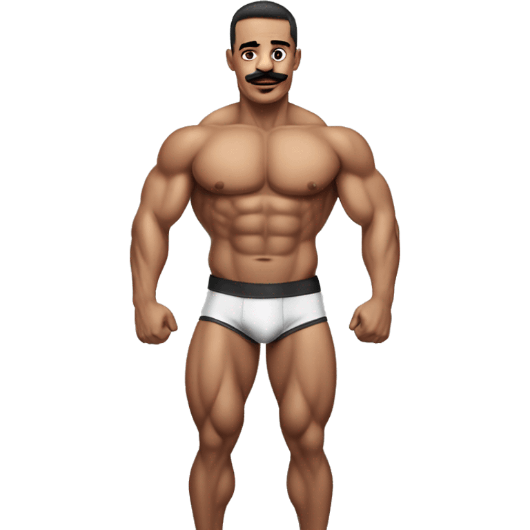 gay bodybuilder in jock with mustache underwear realistic emoji