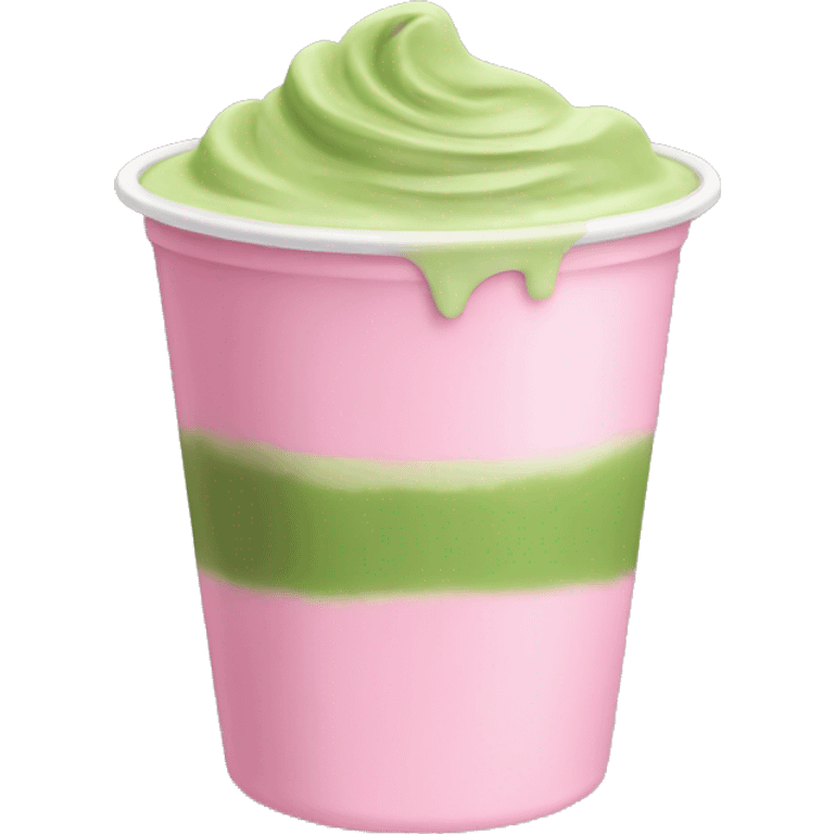 matcha with pink milk in a plastic cup emoji