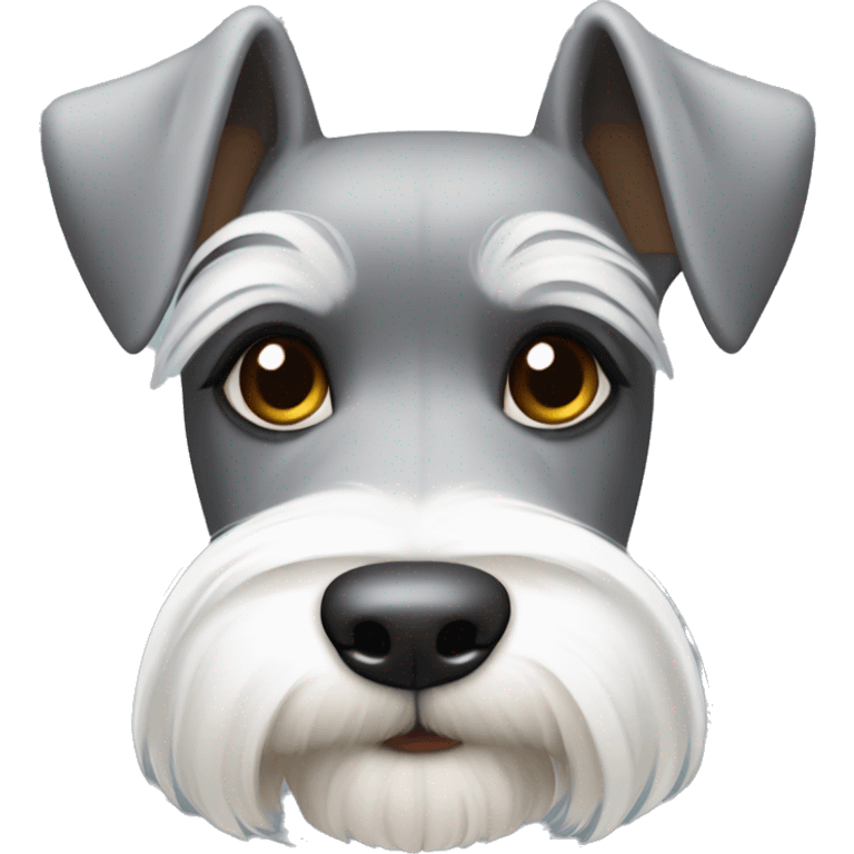 miniature schnauzer that is gray and white with brown eyes emoji