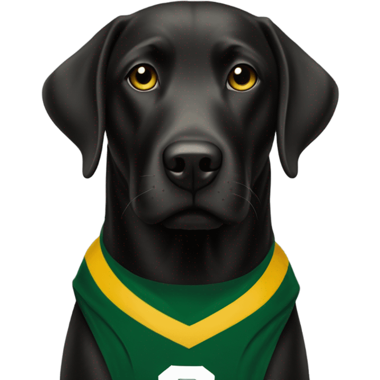 black lab wearing packers jersey emoji