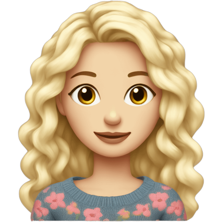 Knit floral sweater blond beautiful girl emoji