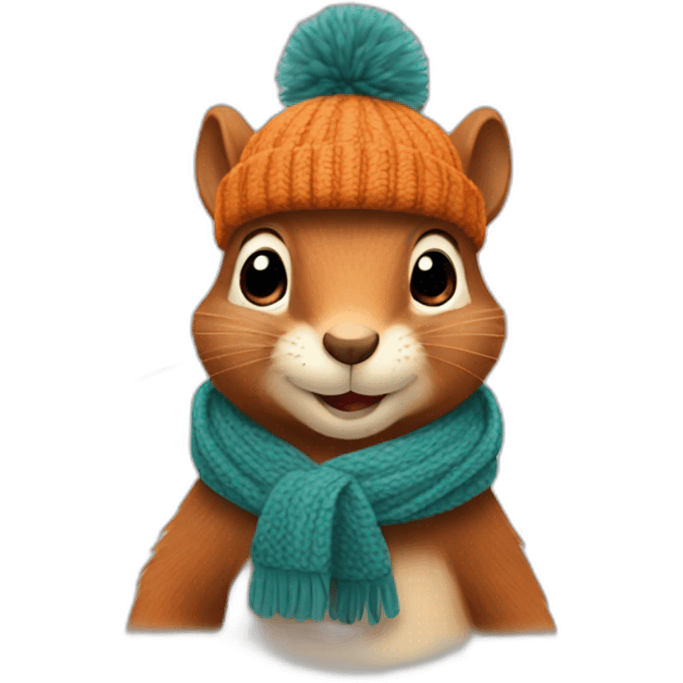 squirrel in a scarf and hat emoji