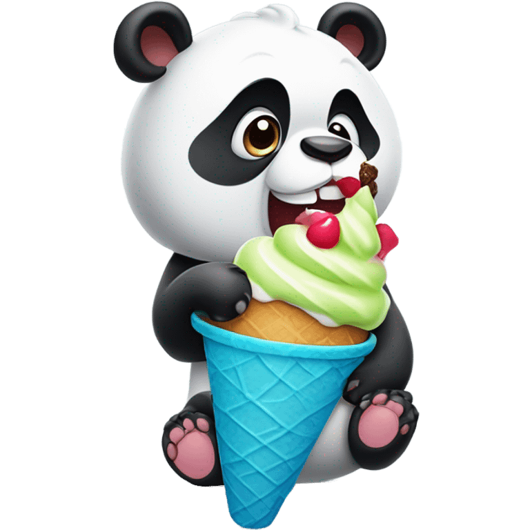 Panda eating ice cream emoji