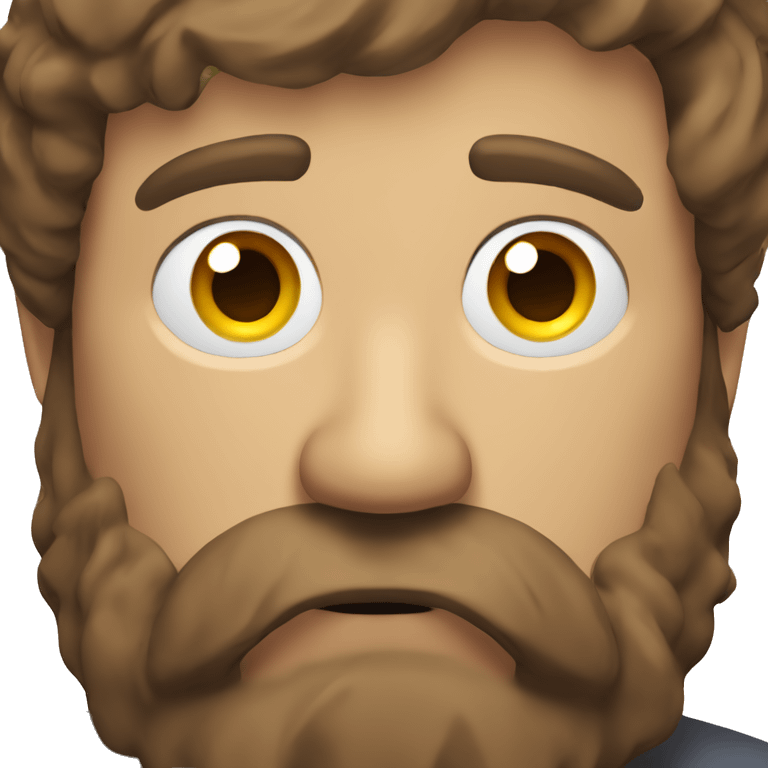 man head, angry eyebrows, scruffy brown hair, beard emoji