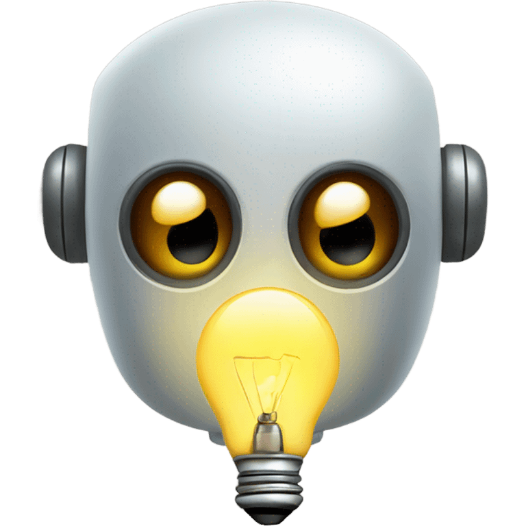 cute robot holds a light bulb emoji