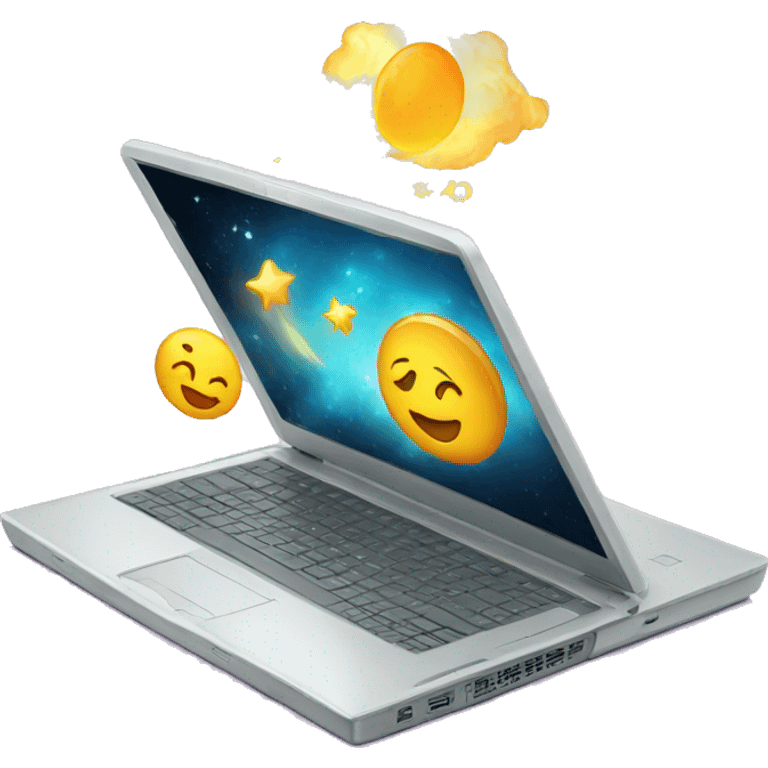 laptop and magic emoji