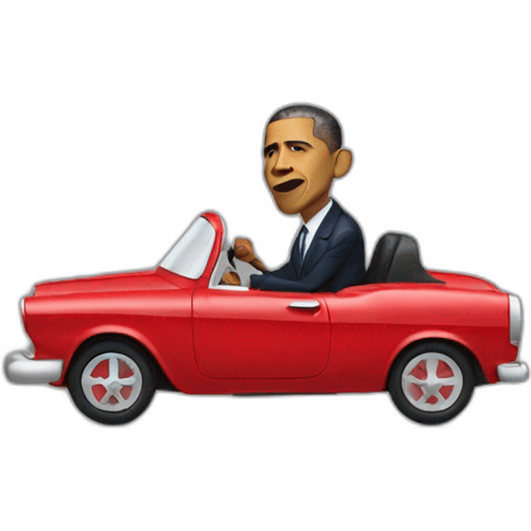 emoji of Obama riding in a red car emoji