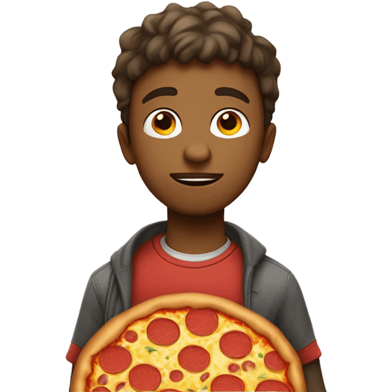 Boy with a pizza head emoji