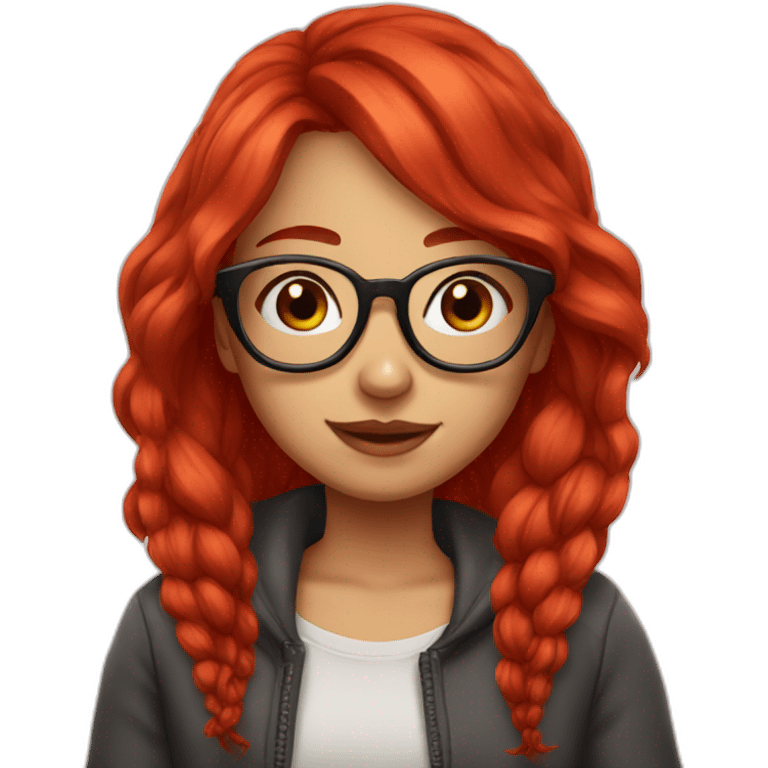 Girl Red hair glasses cute emoji