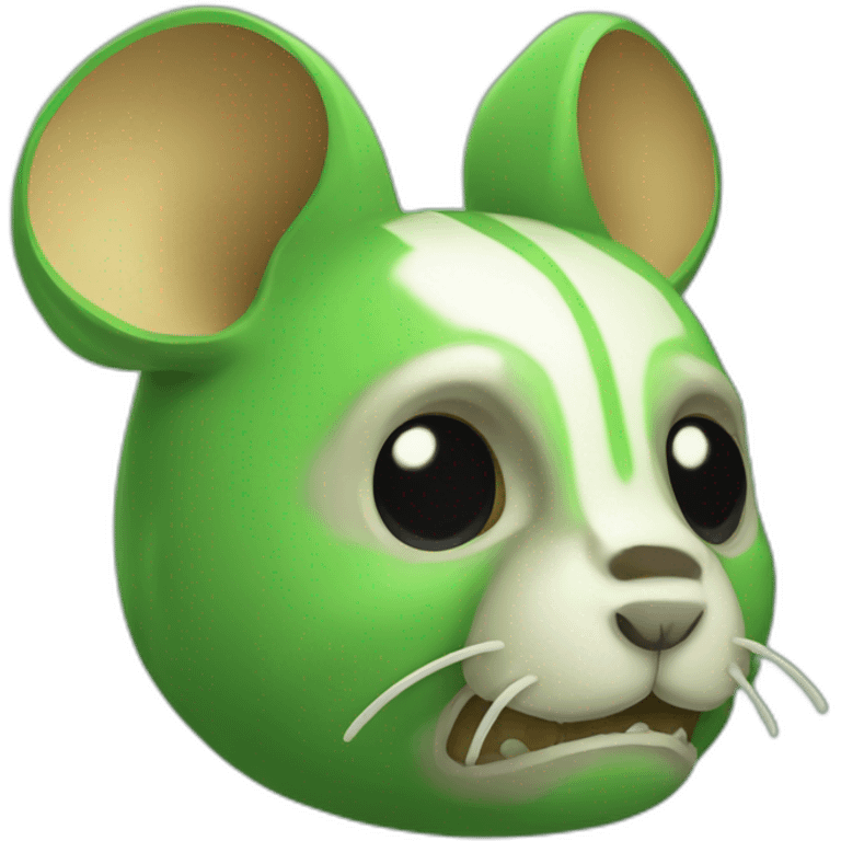 Green rodent with skull head, also green. emoji