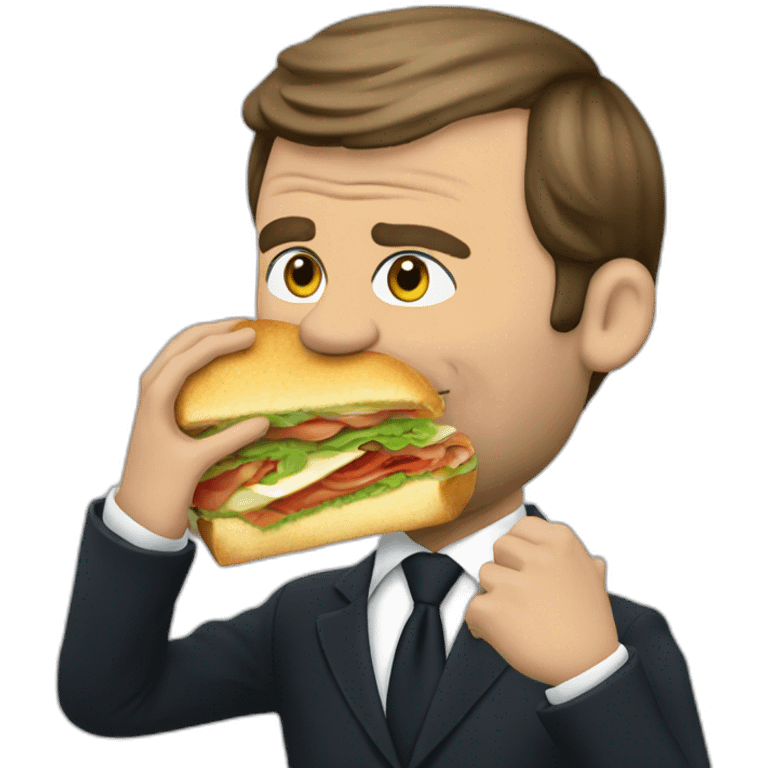 Emmanuel macron eating a sandwich emoji