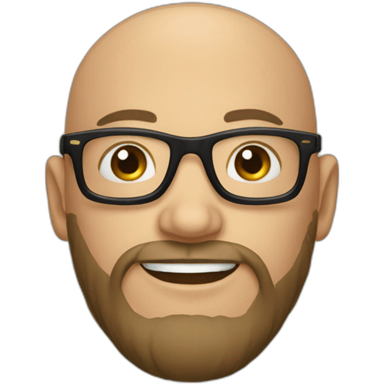 A young bald white man with round black glasses and a big black beard. emoji