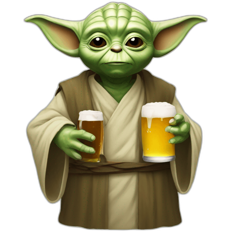 Yoda drink a beer emoji