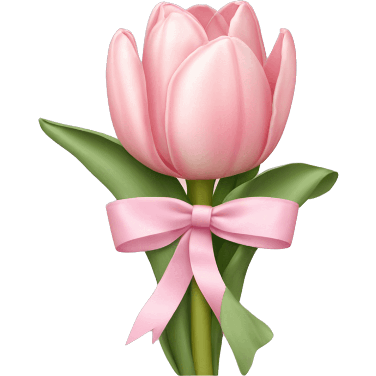 Light Pink tulip bouquet with a light pink bow  emoji