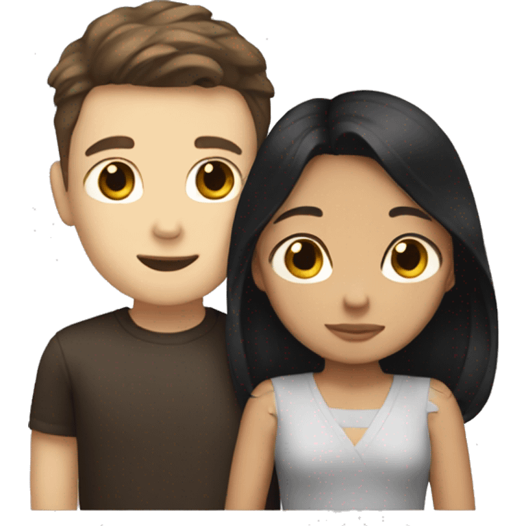 white boy with brown hair and filipino girl with black hair hugging emoji