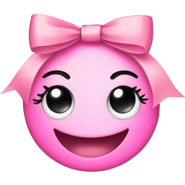 Smiley with pink little bows and eyelashes  emoji