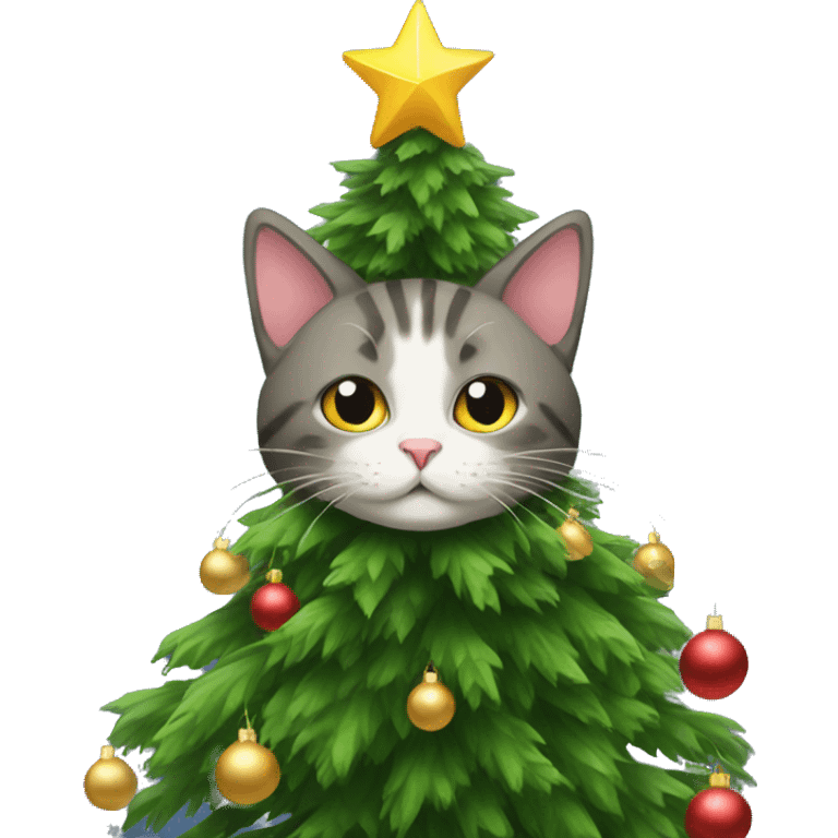 Cat with Christmas tree  emoji