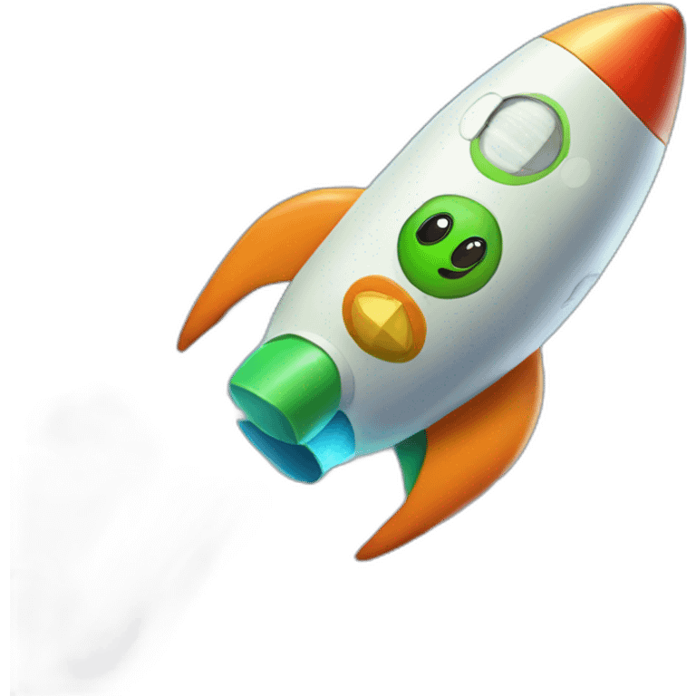 Yoshi in a rocketship emoji