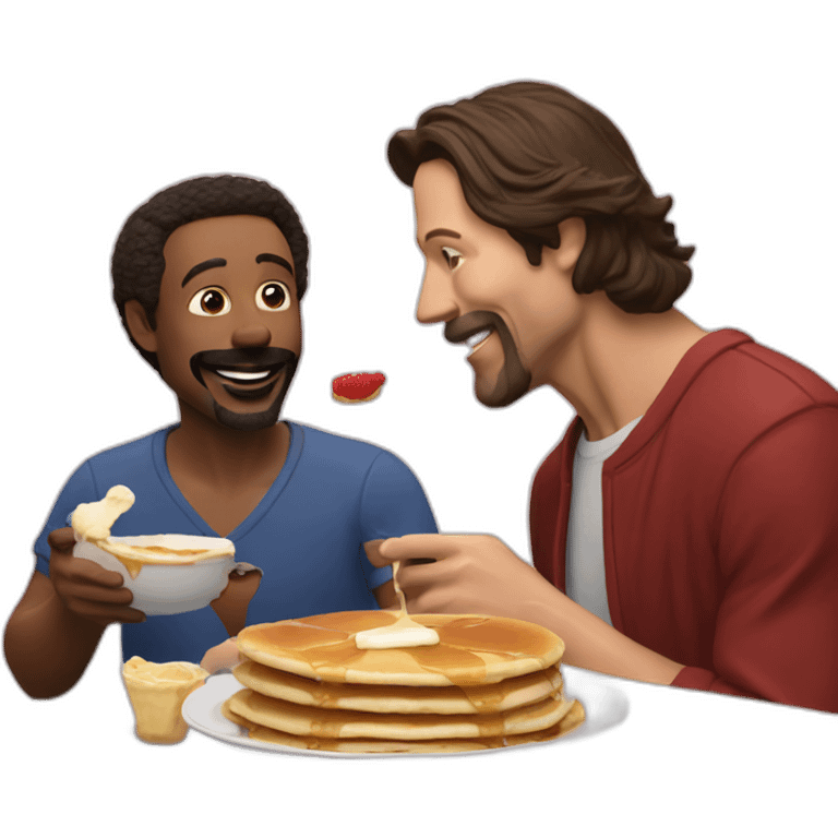 Ted Lasso eating pancakes with Jesus  emoji