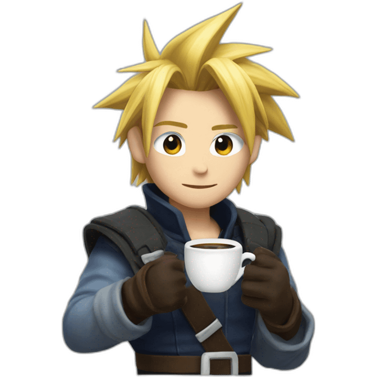 cloud strife with a cup of coffee emoji