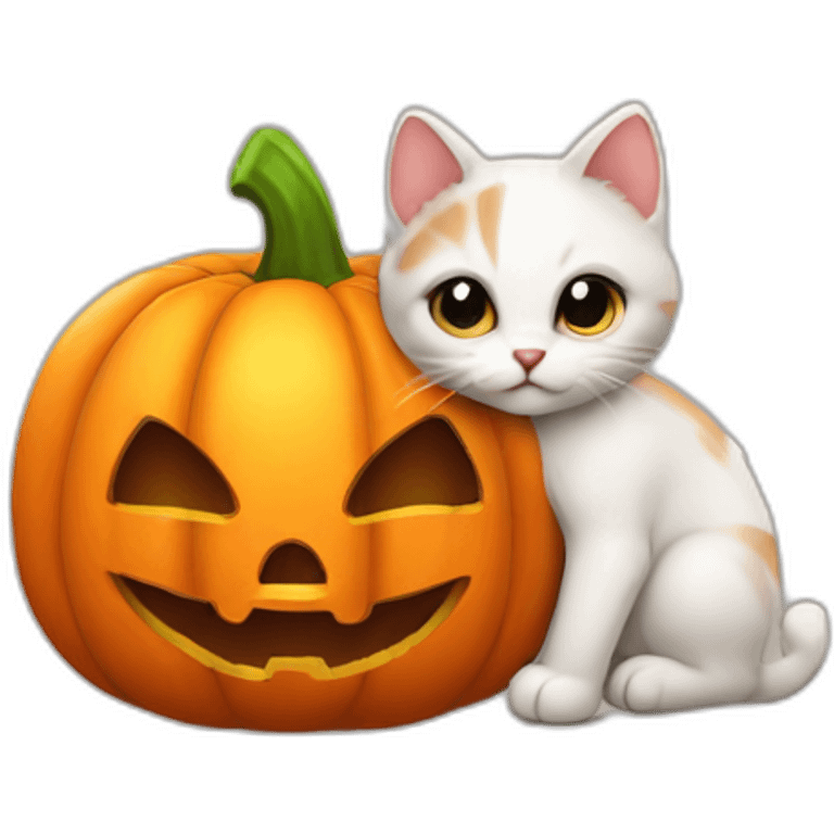 Very cute kitten Halloween pumpkin emoji