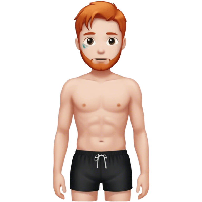 hot Man in black  swimming shorts  white skin copper hair lil big body emoji