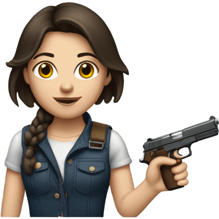 brunette white girl holding a gun  emoji