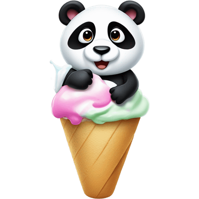 Panda eating ice cream emoji