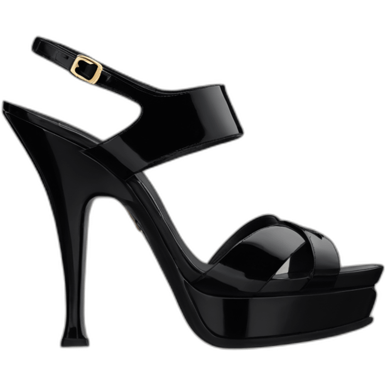 Ysl TRIBUTE heel SANDAL black PATENT LEATHER emoji