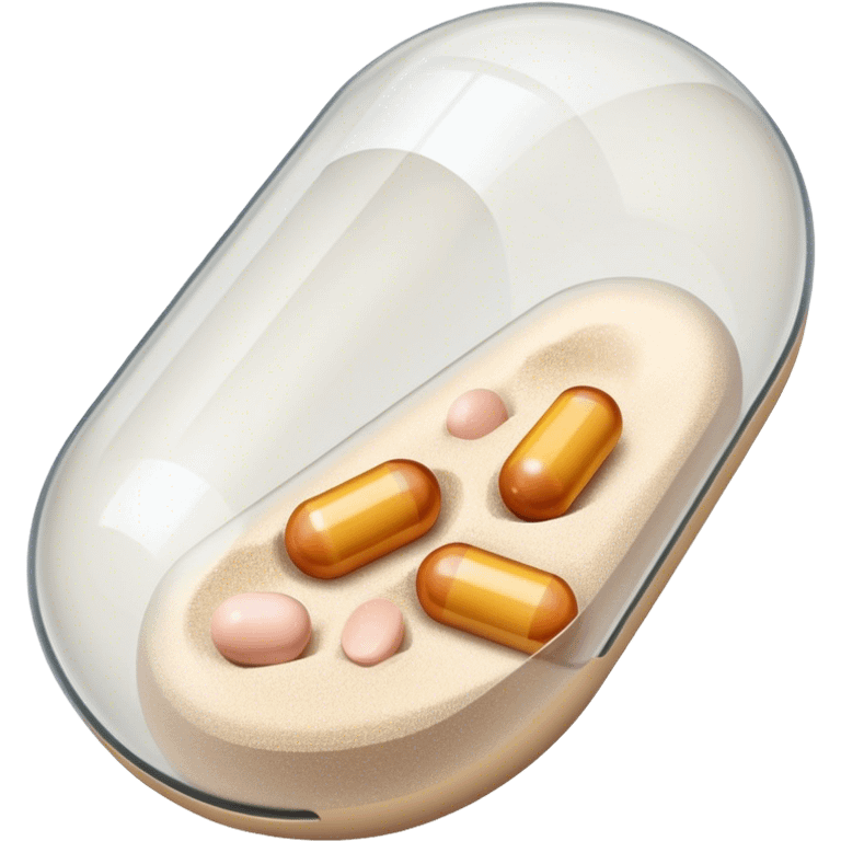 See through pill capsule with beige salt inside emoji