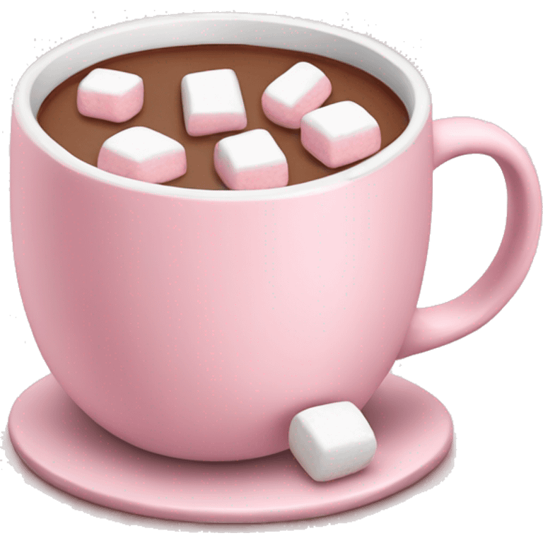 Light Pink mug of hot chocolate with marshmallows  emoji