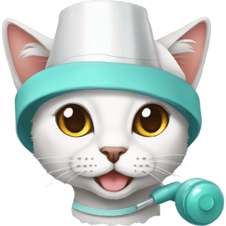 doctor cat party hat emoji