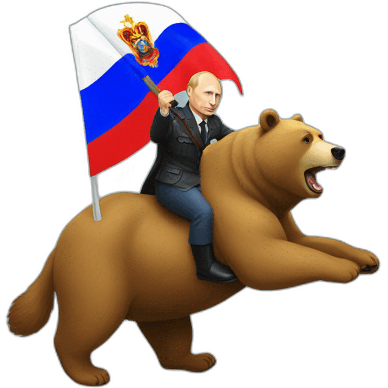 Vladimir putin with pride flag riding on a bear emoji