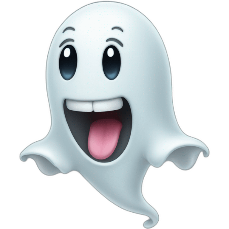 a funny little ghost who sticks out his tongue emoji