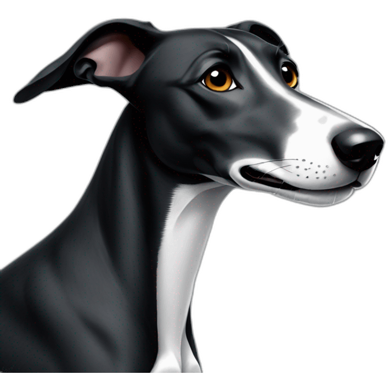 black greyhound with white spot on the chest emoji