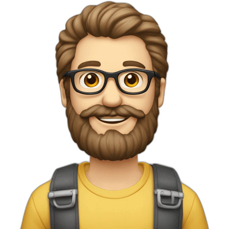 Bobo parisien mâle lunette cheveux année 80 barbe légère emoji